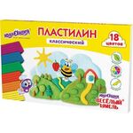 Пластилин классический ЮНЛАНДИЯ "ВЕСЁЛЫЙ ШМЕЛЬ", 18 цветов, 360 грамм, стек, ВЫСШЕЕ КАЧЕСТВО, 106432