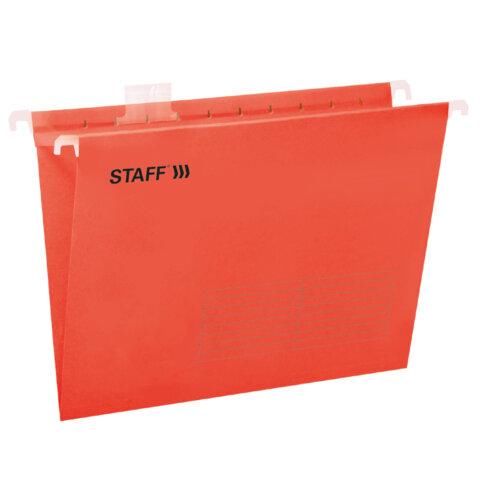 Подвесные папки A4/Foolscap (404х240 мм) до 80 л., КОМПЛЕКТ 10 шт., красные, картон, STAFF, 270936