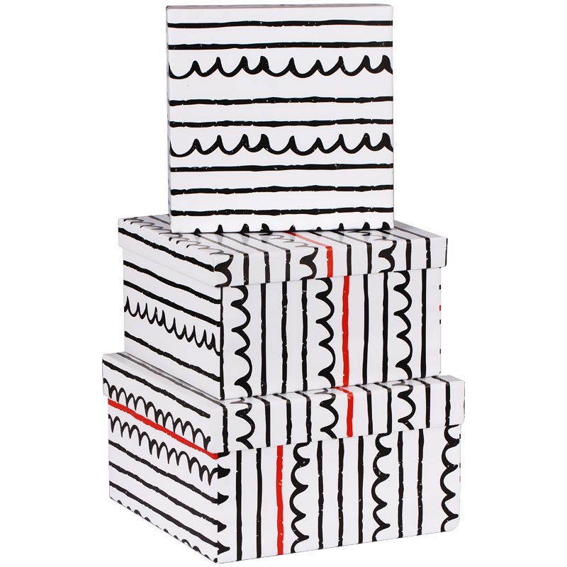Набор квадратных коробок 3в1, MESHU "Spirals and lines", (19,5*19,5*11-15,5*15,5*9см)
