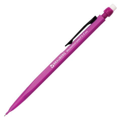 Карандаш механический 0,5 мм, BRAUBERG "Classic", ластик, корпус ассорти, 180398
