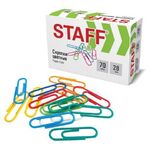 Скрепки STAFF 28 мм, цветные, 70 штук, 271708
