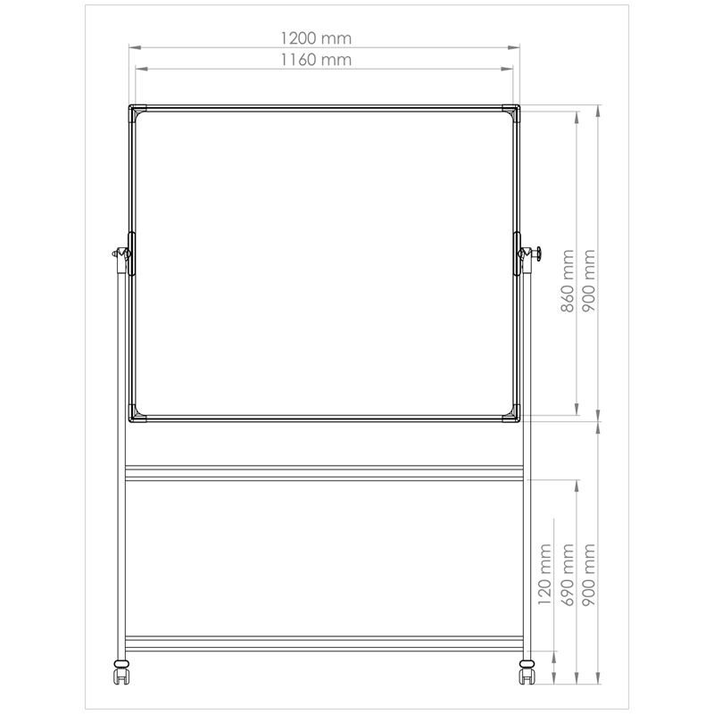 Доска магнитно-маркерная Berlingo "Premium", 90*120см, двусторонняя, поворотная, мобильная