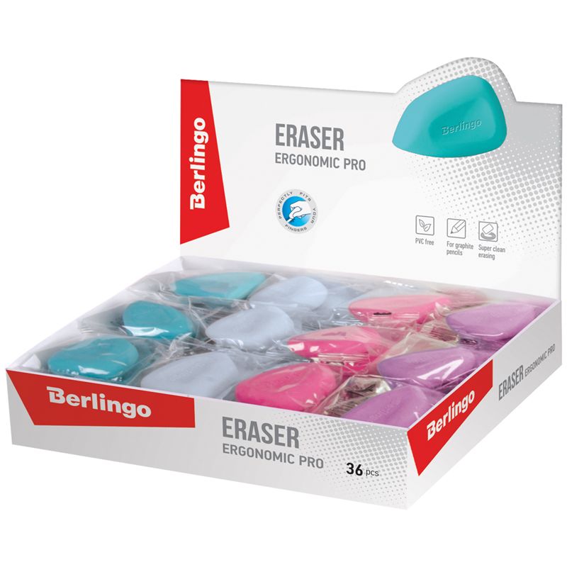 Ластик Berlingo "Ergonomic Pro", фигурный, термопластичная резина, 50*32*15мм