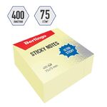 Самоклеящийся блок Berlingo "Ultra Sticky", 75*75мм, 400л., пастель, желтый