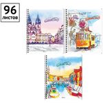Тетрадь 96л., А5, клетка на гребне ArtSpace "Путешествия. Watercolor city"