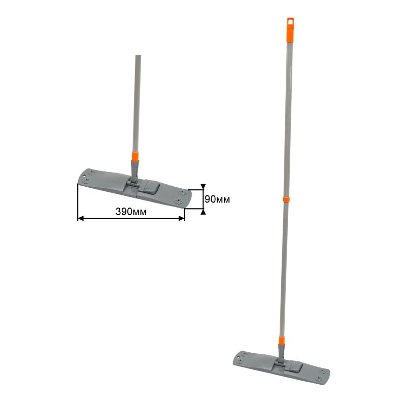 Швабра OfficeClean Professional, телеск. ручка 120см, пласт. флаунд. 40см, МОП микрофибра (карманы)