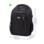 Рюкзак Berlingo City "Comfort black" 42*29*17см, 3 отделения, 3 кармана, отделение для ноутбука, USB разъем, эргономическая спинка