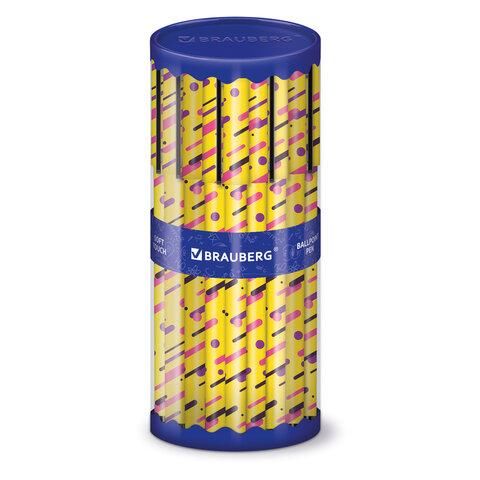 Ручка шариковая BRAUBERG SOFT TOUCH GRIP "LINES", СИНЯЯ, мягкое покрытие, узел 0,7 мм, 143724
