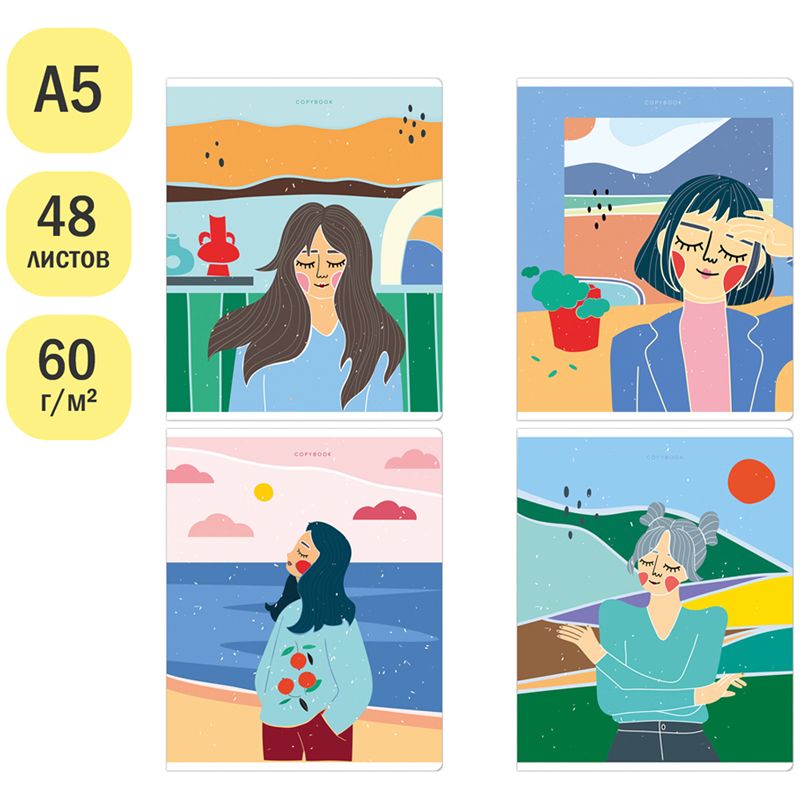 Тетрадь 48л., А5, клетка ArtSpace "Рисунки. Girls", эконом