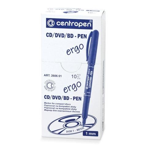 Маркер для CD и DVD ЧЕРНЫЙ CENTROPEN, трехгранная форма захвата, тонкий, 1 мм, 4606, 6 4606 0112