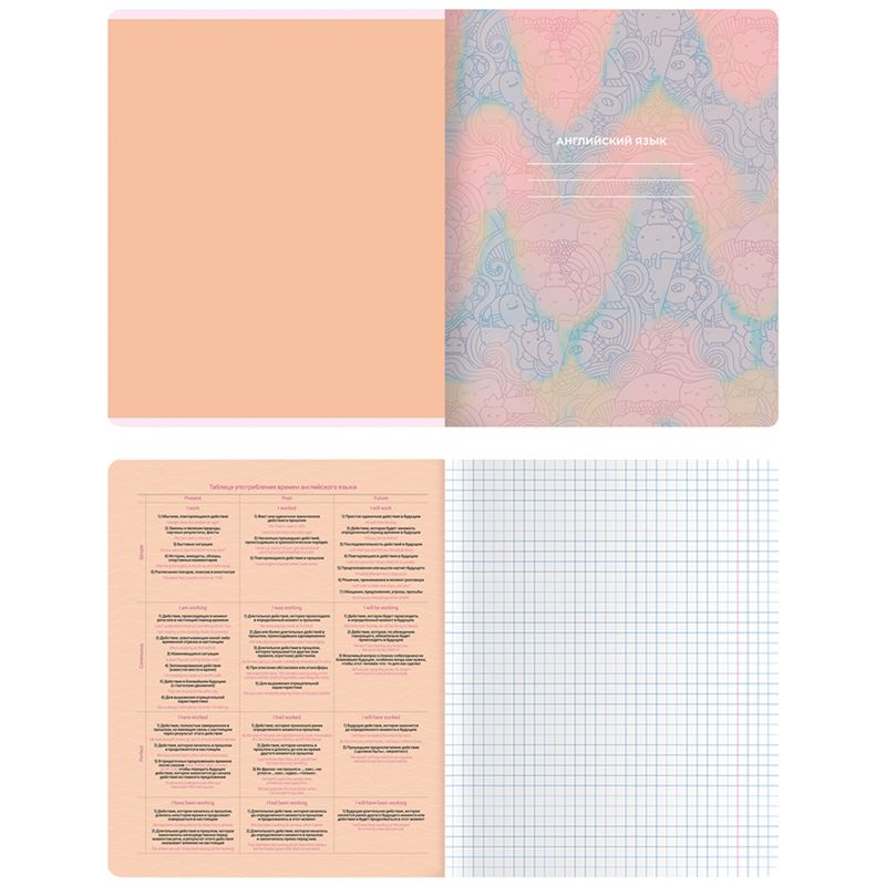 Тетрадь предметная 48л. MESHU "Candy color" - Английский язык, "софт-тач" ламинация, тиснение фольгой