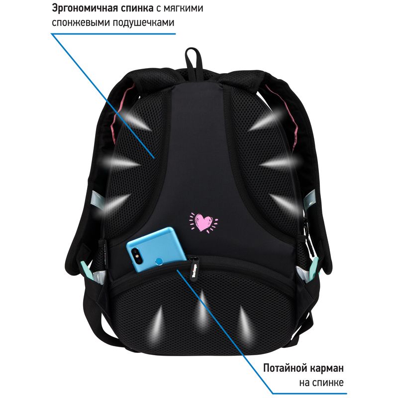 Рюкзак Berlingo Comfort "Follow your heart" 38*27*18см, 3 отделения, 3 кармана, эргономичная спинка