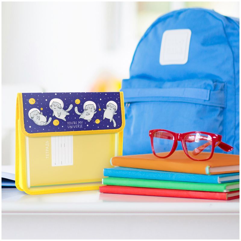 Папка для тетрадей 2 отделения А5 ArtSpace "Cosmo Cats", пластик, на липучке