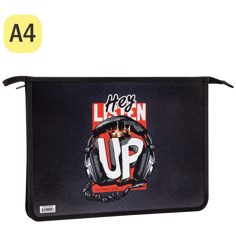 Папка для тетрадей 1 отделение А4 ArtSpace "Listen up", пластик, на молнии