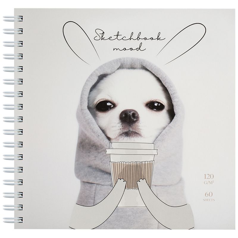 Скетчбук 60л., 150*150 MESHU "Puppy", на гребне, выб. лак, soft-touch, 120г/м2