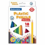 Карандаши цветные BRAUBERG PREMIUM, 18 цветов, пластиковые, трехгранные, грифель мягкий 3 мм, 181662