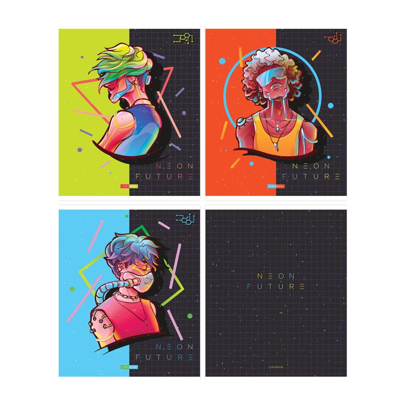 Тетрадь 96л., А5, клетка ArtSpace "Рисунки. Neon future"