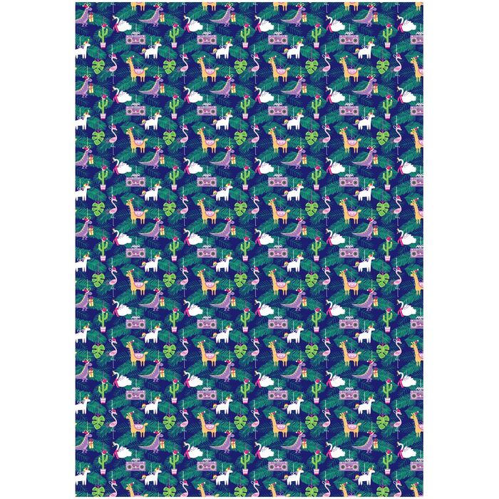 Упаковочная бумага глянц. 70*100см, MESHU "Новогодние игрушки", 80г/м2