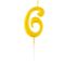 Свеча для торта с держателем MESHU "Цифра 6", 5,2см, золотая