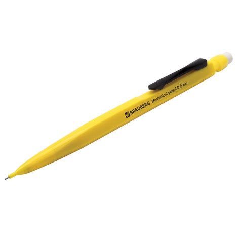 Карандаш механический 0,5 мм, BRAUBERG "Classic", ластик, корпус ассорти, 180398