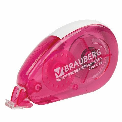 Корректирующая лента BRAUBERG "Maxi", увеличенная длина 5 мм х 25 м, белый/красный корпус, блистер, 225593