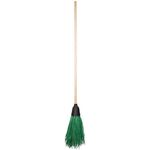 Метла OfficeClean, синтетическая, для улицы, круглая, 5 колец, щетина 30см, с дерев. черенком 120см
