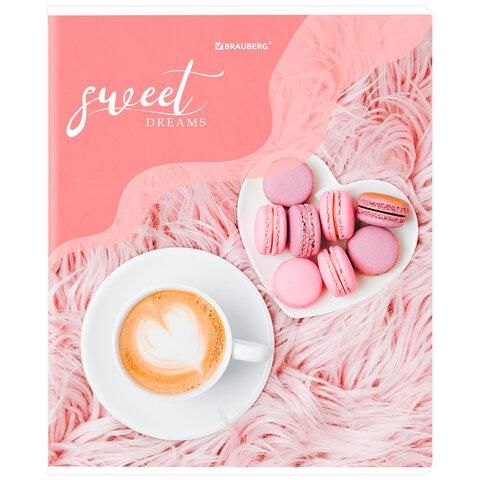 Тетрадь А5, 48 л., BRAUBERG, скоба, клетка, матовая ламинация, выборочный лак, "Sweets" (5 видов в спайке), 404373