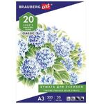 Бумага для рисования А3, 297х420 мм, в папке 20 листов, 200 г/м2, BRAUBERG, 880266