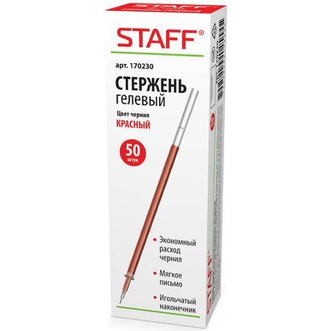 Стержень гелевый STAFF "Basic" GPR-229, 135 мм, КРАСНЫЙ, игольчатый узел 0,5 мм, линия 0,35 мм, 170230