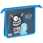 Папка для тетрадей 2 отделения А5 ArtSpace "Crazy Monsters", пластик, на молнии