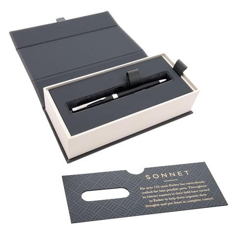 Ручка шариковая PARKER "Sonnet Core Matt Black CT", черный матовый лак, палладий, черная, 1931524