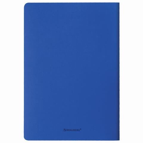 Тетрадь 48 л. в клетку обложка кожзам SoftTouch, сшивка, A5 (147х210мм), СИНИЙ, BRAUBERG RAINBOW, 403876