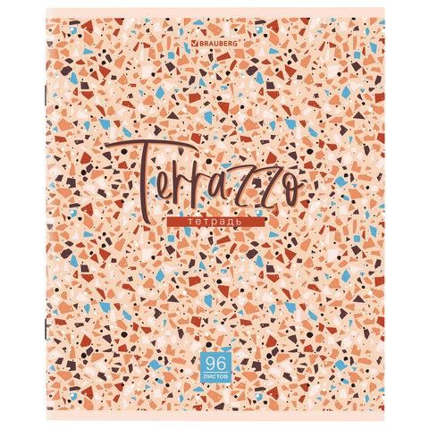 Тетрадь А5 96 л. BRAUBERG скоба, клетка, "Terrazzo" (5 видов в спайке), 404437