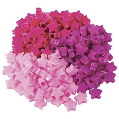 Бусины для творчества "Звезды", 10 мм, 30 грамм, светло-розовые, розовые, фиолетовые, ОСТРОВ СОКРОВИЩ, 661250