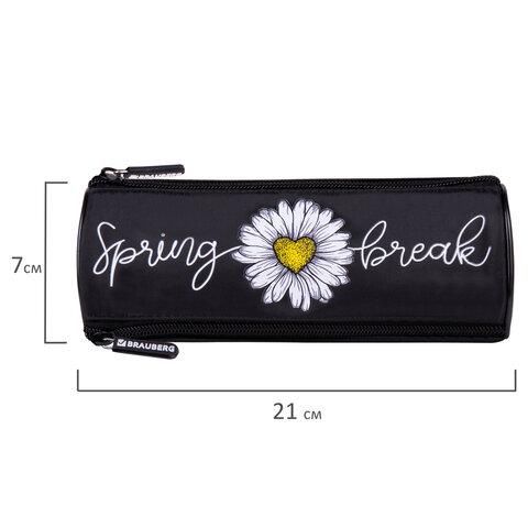 Пенал BRAUBERG, 3 отделения, нейлон, 21х7х7 см, "Spring", 270840