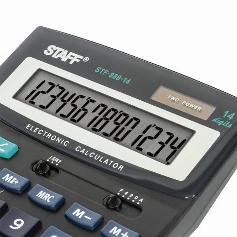 Калькулятор настольный STAFF STF-888-14 (200х150 мм), 14 разрядов, двойное питание, 250182