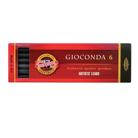 Уголь искусственный для рисования KOH-I-NOOR, набор 6 шт., "Gioconda", твердый, заточенный, пластиковая коробка, 8673003005PK