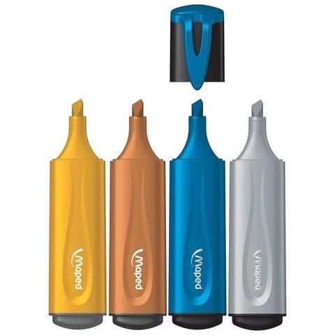 Набор текстовыделителей с блестками MAPED "FLUO PEPS Glitter" 4 шт., АССОРТИ, линия 1-5 мм, 742000
