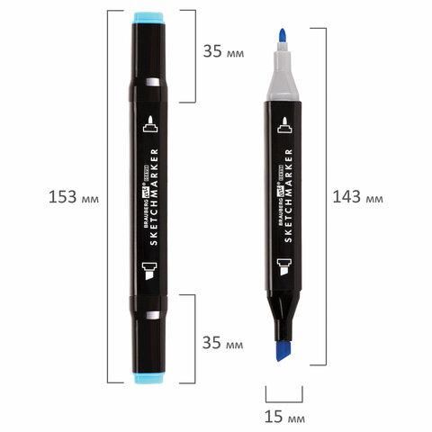 Маркеры для скетчинга двусторонние BRAUBERG ART DEBUT "BLACK", НАБОР 60 шт., пластиковый кейс, 152131