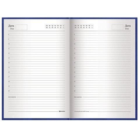 Ежедневник недатированный А5 145х215 мм BRAUBERG бумвинил, 160 л., синий, 123327