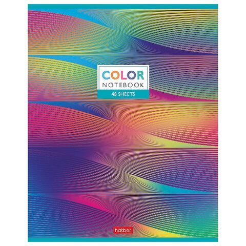 Тетрадь А5 48 л. HATBER скоба, клетка, металлизированный картон, "Color" (5 видов в спайке), 48Т5мтВ1