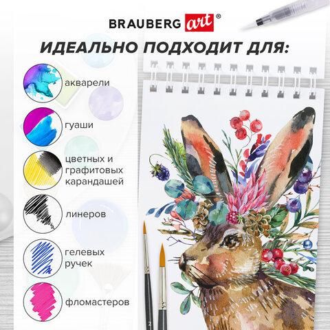 Скетчбук, 4 типа бумаги (акварельная, белая, черная, крафт) 146х204 мм, 60 л., гребень, BRAUBERG ART, АНИМЕ, 115066