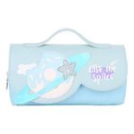 Пенал мягкий ЮНЛАНДИЯ с ручкой, 2 отделения, полиэстер, "My Space", голубой, 21х9х6 см, 271578