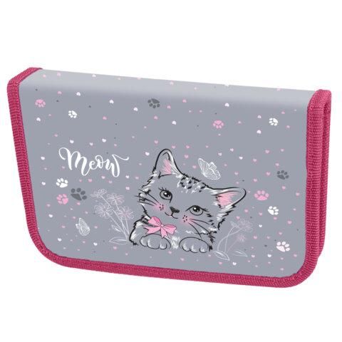 Пенал ЮНЛАНДИЯ, 1 отделение, металлизированный картон, конгрев, 19х11 см, "Meow", 271103