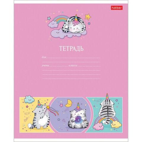 Тетрадь 12 л. HATBER клетка, обложка картон, "Приключения кота Пирожка" (5 видов в спайке), 12Т5В1