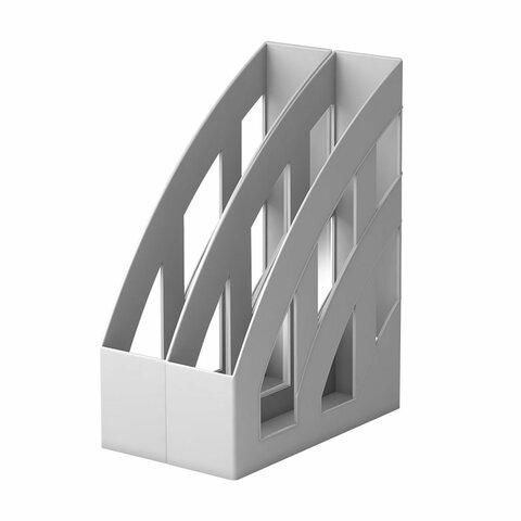 Лоток вертикальный для бумаг КОМПЛЕКТ 2 шт., BRAUBERG "Modern", 245х75х320 мм, серый, 238029