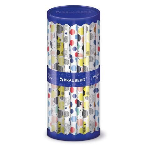 Ручка шариковая BRAUBERG SOFT TOUCH GRIP "DOTS", СИНЯЯ, мягкое покрытие, ассорти, узел 0,7 мм, 143722