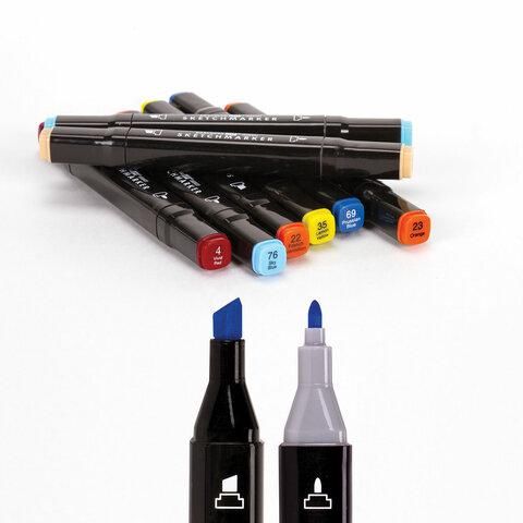 Маркеры для скетчинга двусторонние BRAUBERG ART DEBUT "BLACK", НАБОР 60 шт., пластиковый кейс, 152131