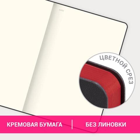 Блокнот-скетчбук А5 (148x218 мм), BRAUBERG "Metropolis Mix", под кожу, 80 л., без линовки, черный, 113318