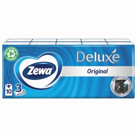 Платки носовые ZEWA Deluxe, 3-х слойные, 10 шт. х (спайка 10 пачек), 51174